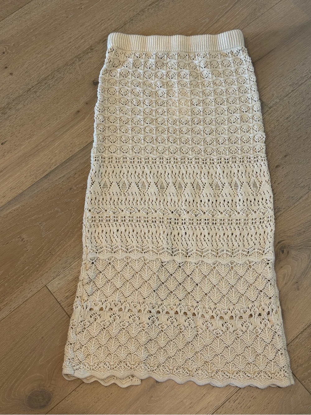 emory park Cream Crochet Midi Skirt